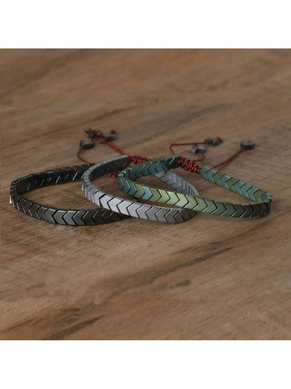 gxtbw 1pc Arrow Design Hematite Bracelet Balance Bracelet Meditation Calming Spiritual Protection Bracelet Gift