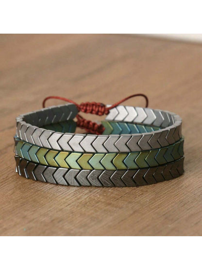 gxtbw 1pc Arrow Design Hematite Bracelet Balance Bracelet Meditation Calming Spiritual Protection Bracelet Gift