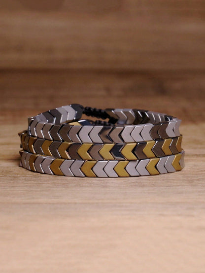 gxtbw 1pc Arrow Design Hematite Bracelet Balance Bracelet Meditation Calming Spiritual Protection Bracelet Gift