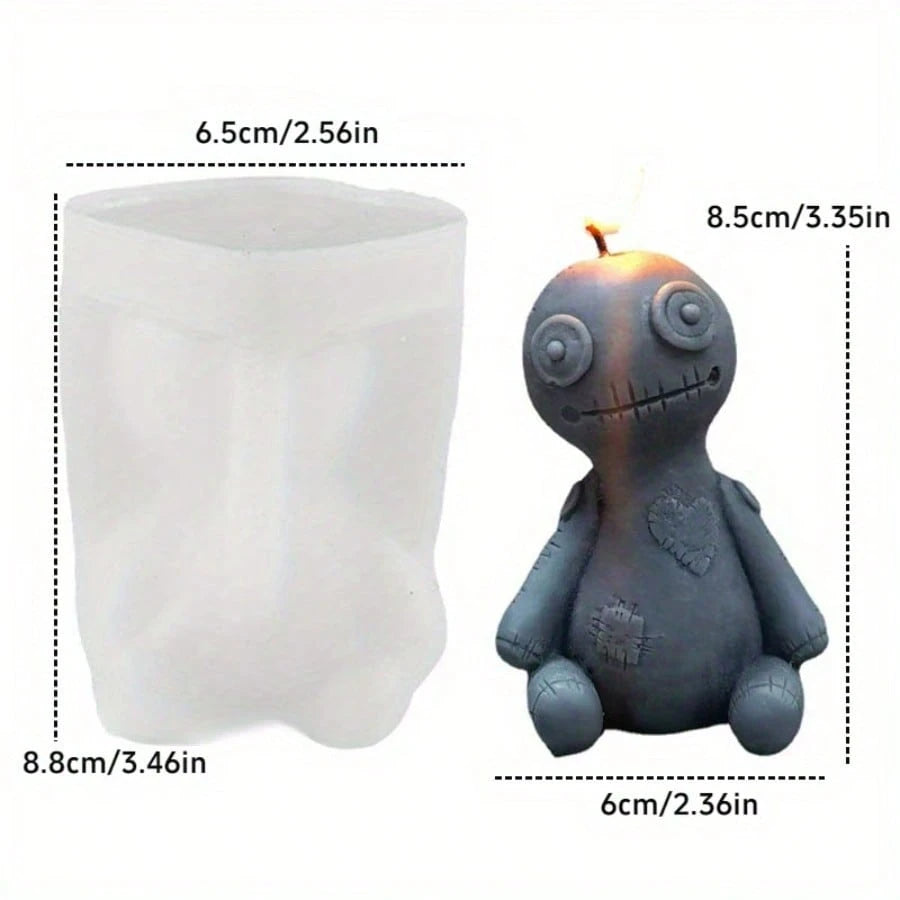 Halloween Cursed Doll Silicone Candle Mold, DIY Ghost Doll Shaped Craft Mold For Plaster, Resin, Soap, Cement Casting, Handmade Holiday Gift, Halloween Atmosphere Decoration