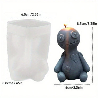 Halloween Cursed Doll Silicone Candle Mold, DIY Ghost Doll Shaped Craft Mold For Plaster, Resin, Soap, Cement Casting, Handmade Holiday Gift, Halloween Atmosphere Decoration