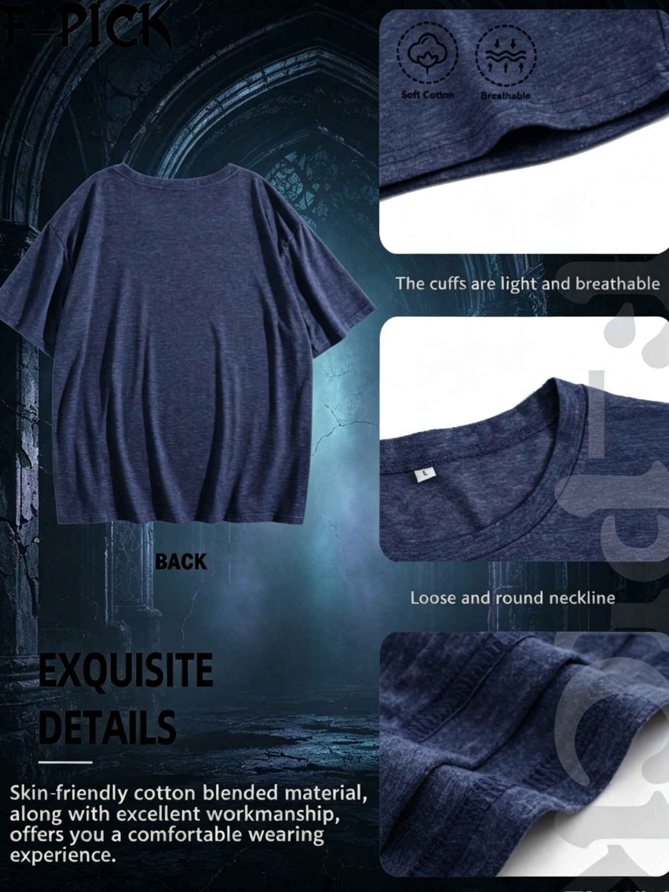 Halloween Plus Size Women's Cotton Blend Oversized Streetwear T-Shirt, Skeleton Quote Print, Casual Top For Back To School All Seasons Wear