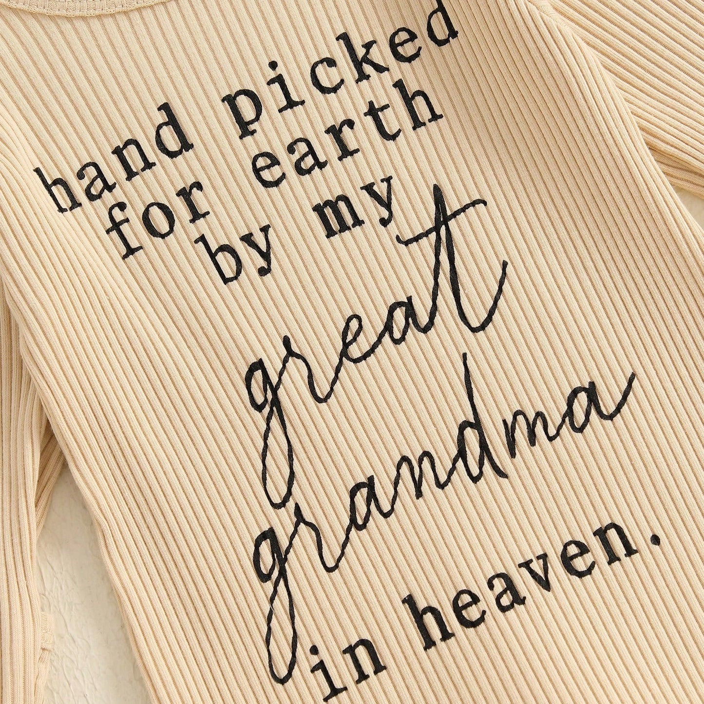 Hand Picked For Earth By My Great Grandma Grandpa In Heaven Bodysuit Romper Newborn Baby Ribbed Jumpsuit Coveralls