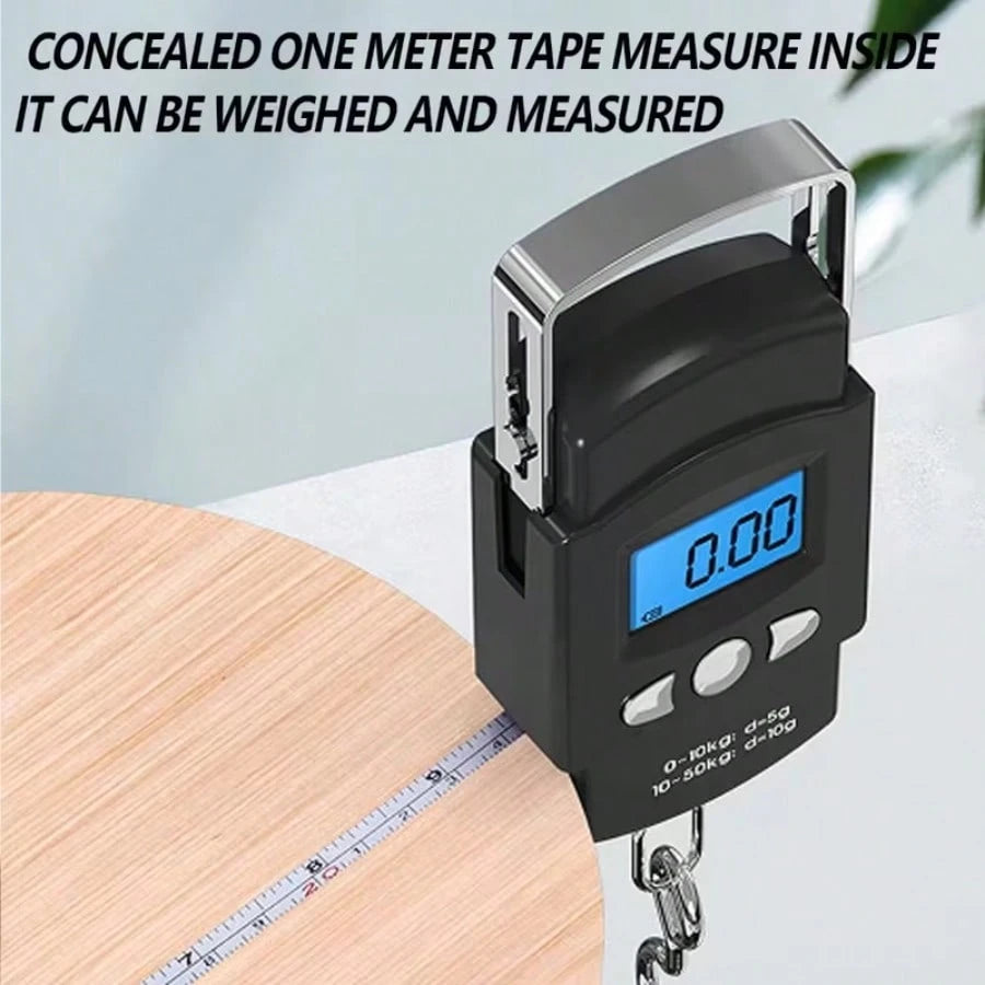 Handheld Weighing Scale Electronic Scale, Built-In Tape Measure For Easy Weighing And Length Measurement, Compact And Convenient, Portable Digital LCD Display 110lb/50kg Electronic Luggage Hanging Sui