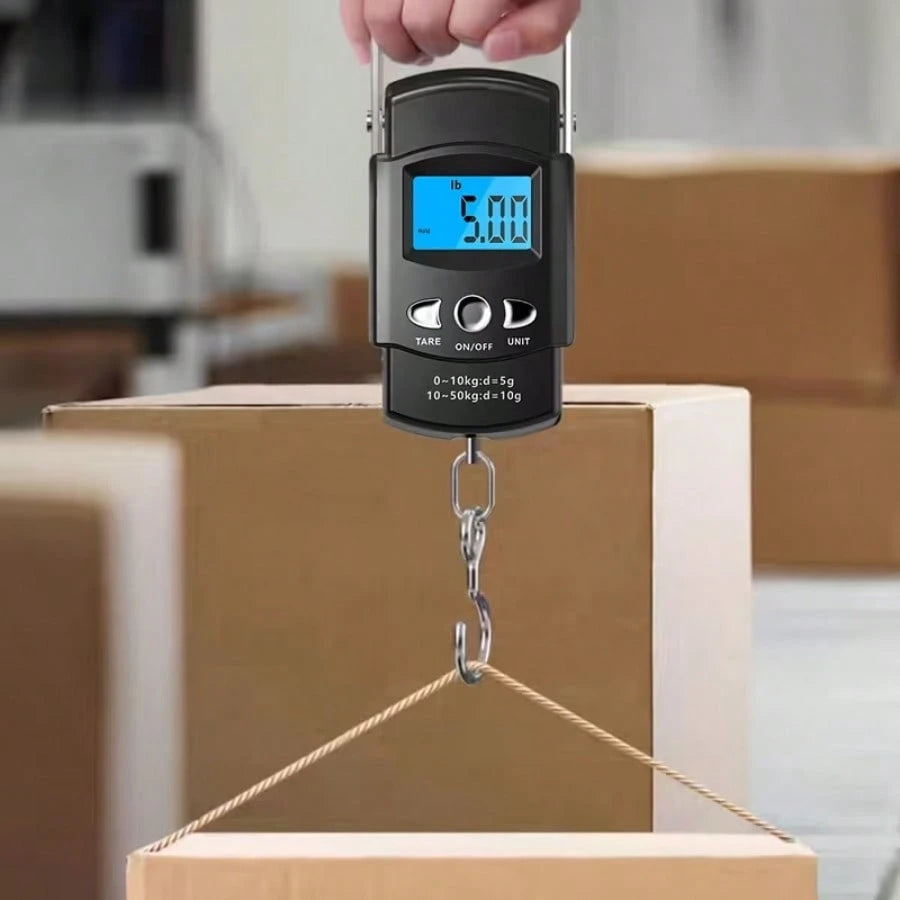 Handheld Weighing Scale Electronic Scale, Built-In Tape Measure For Easy Weighing And Length Measurement, Compact And Convenient, Portable Digital LCD Display 110lb/50kg Electronic Luggage Hanging Sui