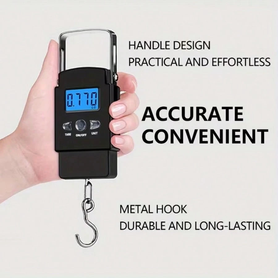Handheld Weighing Scale Electronic Scale, Built-In Tape Measure For Easy Weighing And Length Measurement, Compact And Convenient, Portable Digital LCD Display 110lb/50kg Electronic Luggage Hanging Sui