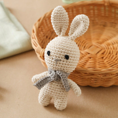 Handmade Gray Scarf With Rabbit Rattle, Soft Knitted Toy, Suitable For Infants And Children, Perfect Gift For Christmas, Halloween, Thanksgiving