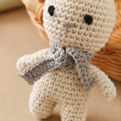 Handmade Gray Scarf With Rabbit Rattle, Soft Knitted Toy, Suitable For Infants And Children, Perfect Gift For Christmas, Halloween, Thanksgiving