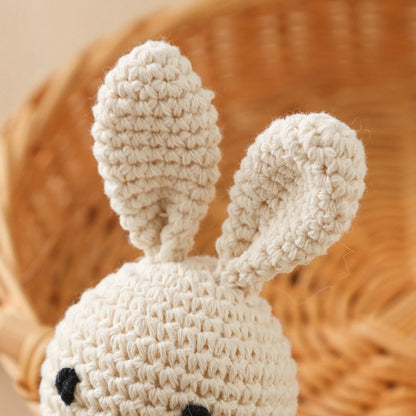 Handmade Gray Scarf With Rabbit Rattle, Soft Knitted Toy, Suitable For Infants And Children, Perfect Gift For Christmas, Halloween, Thanksgiving