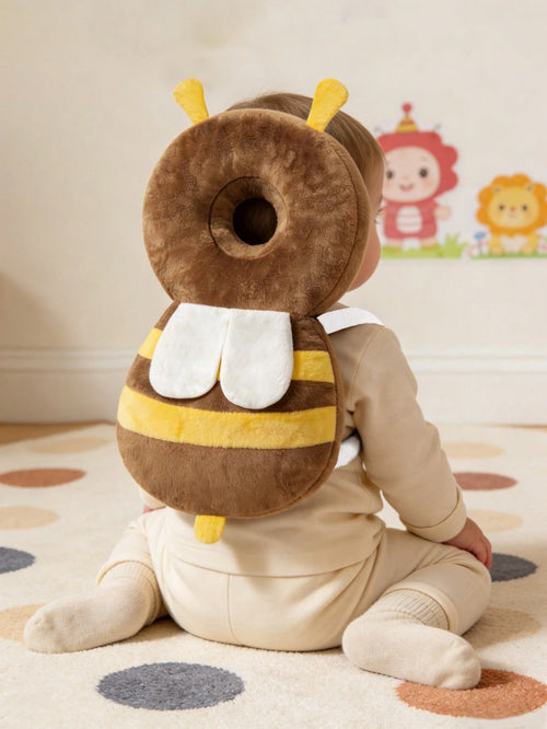 HAPPY WALK 1pc 2nd Generation Upgraded Baby Walking Head Protection Pillow, Coffee Color Cute Plush Bee, Adjustable Size