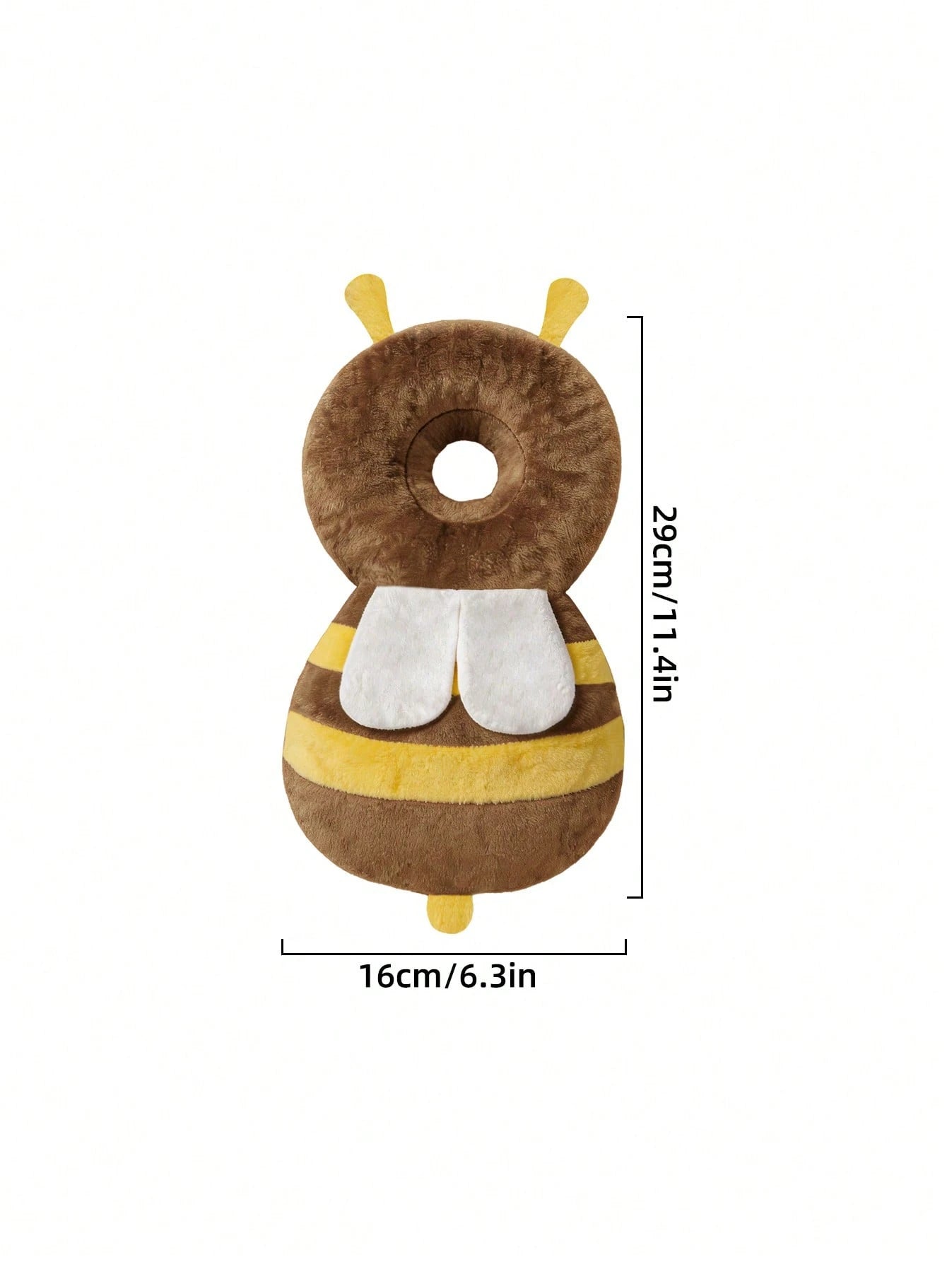 HAPPY WALK 1pc 2nd Generation Upgraded Baby Walking Head Protection Pillow, Coffee Color Cute Plush Bee, Adjustable Size