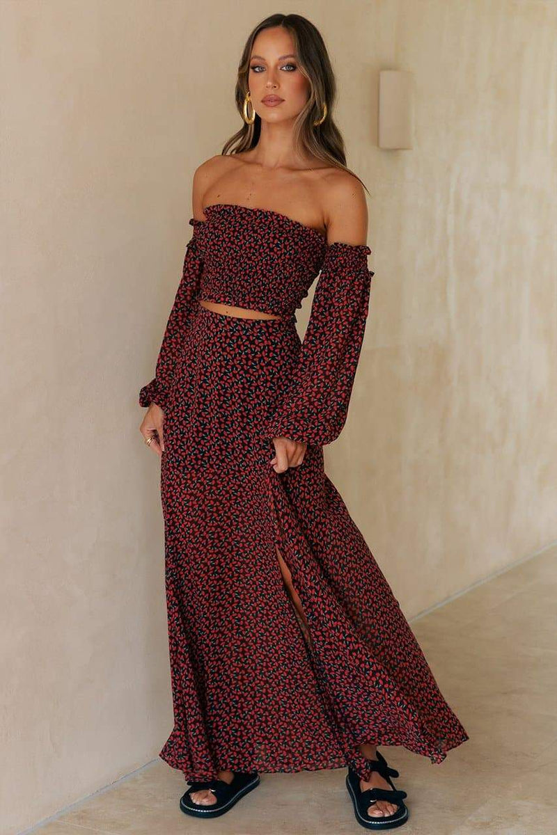 Lizbeth Maxi Skirt - Black Floral - SHOPJAUS - JAUS