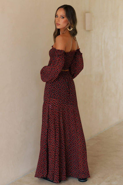 Lizbeth Maxi Skirt - Black Floral - SHOPJAUS - JAUS