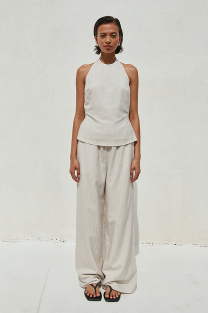 Heather Pant - Stone Pinstripe - SHOPJAUS - JAUS