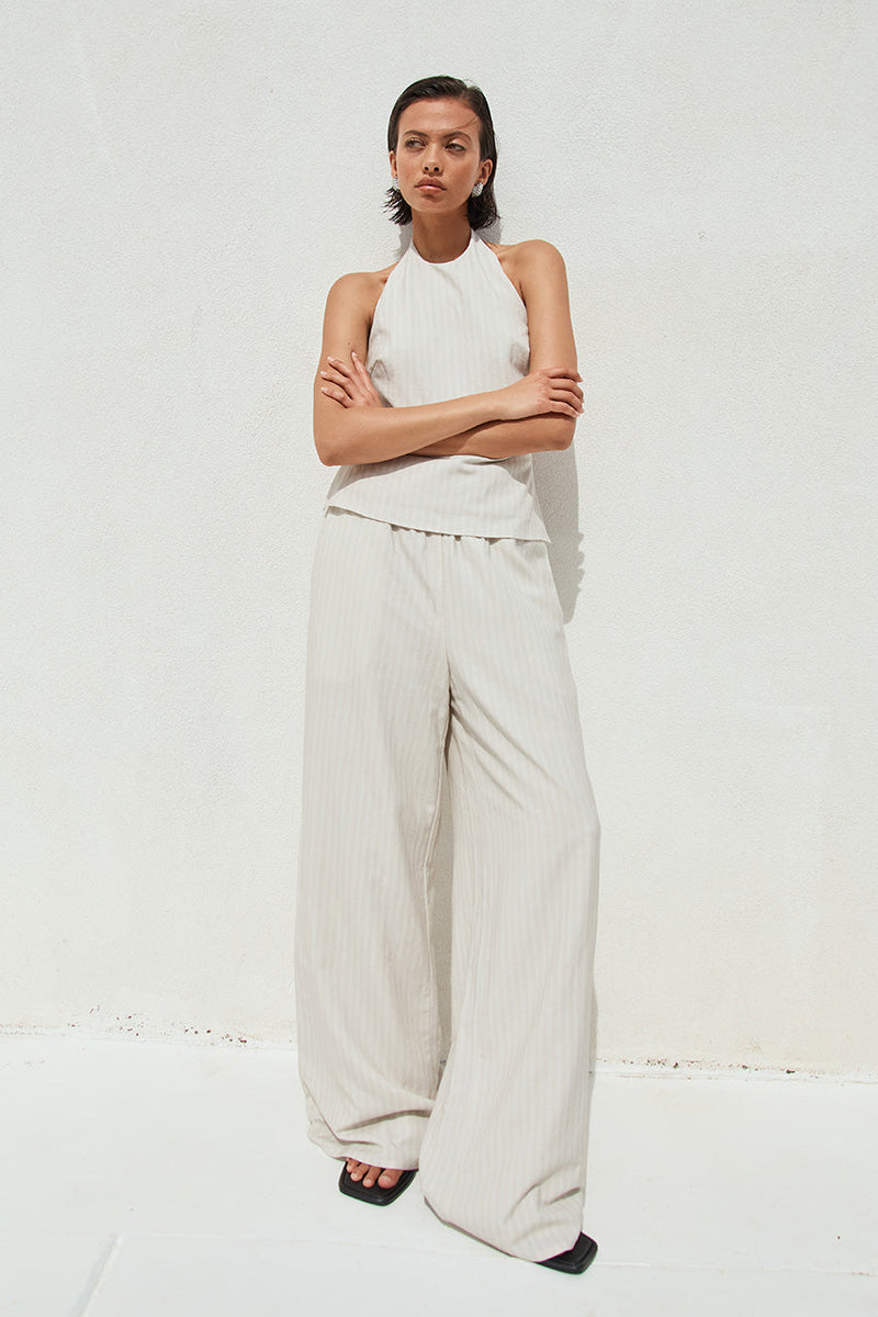 Heather Pant - Stone Pinstripe - SHOPJAUS - JAUS