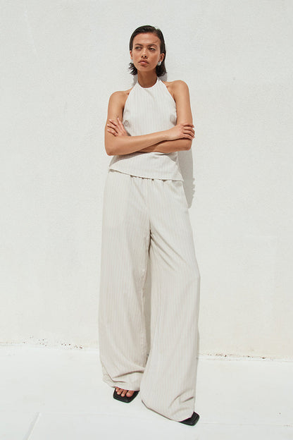 Heather Pant - Stone Pinstripe - SHOPJAUS - JAUS