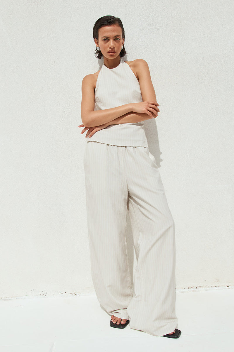 Heather Pant - Stone Pinstripe - SHOPJAUS - JAUS