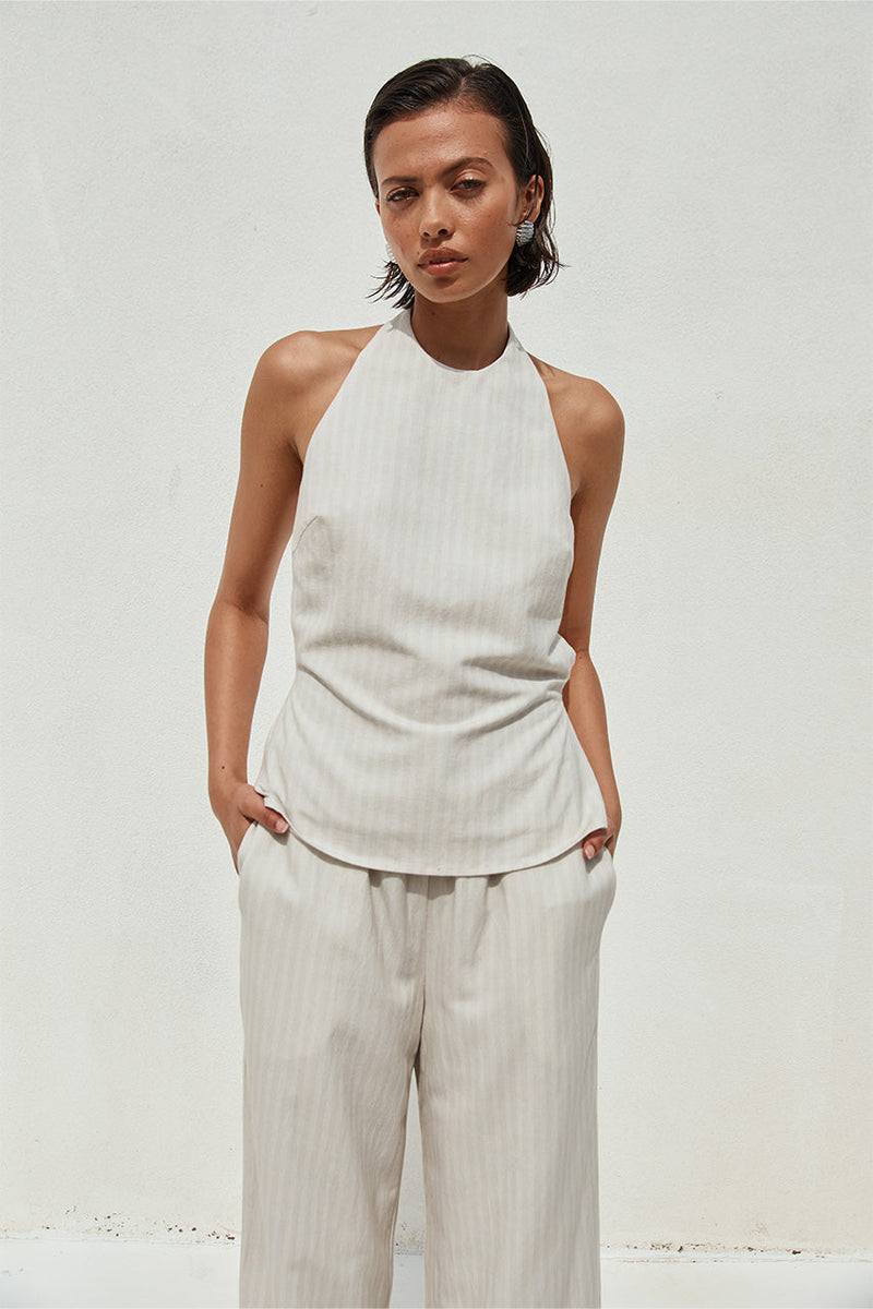 Heather Top - Stone Pinstripe - SHOPJAUS - JAUS
