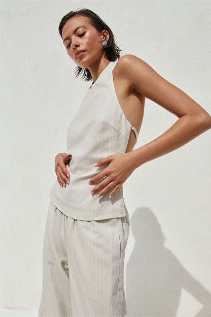 Heather Top - Stone Pinstripe - SHOPJAUS - JAUS
