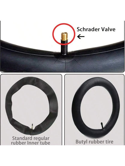 Heavy Duty Thick Butyl Rubber Bicycle Inner Tube, 8/10/12/14/16/18/20/22/24/26/27/29 Inch 1.75-2.125/ 2.125-2.4, 32mm Schrader Valve, Comes With Tire Levers, Universal MTB & Road Bike Replacement Cyc