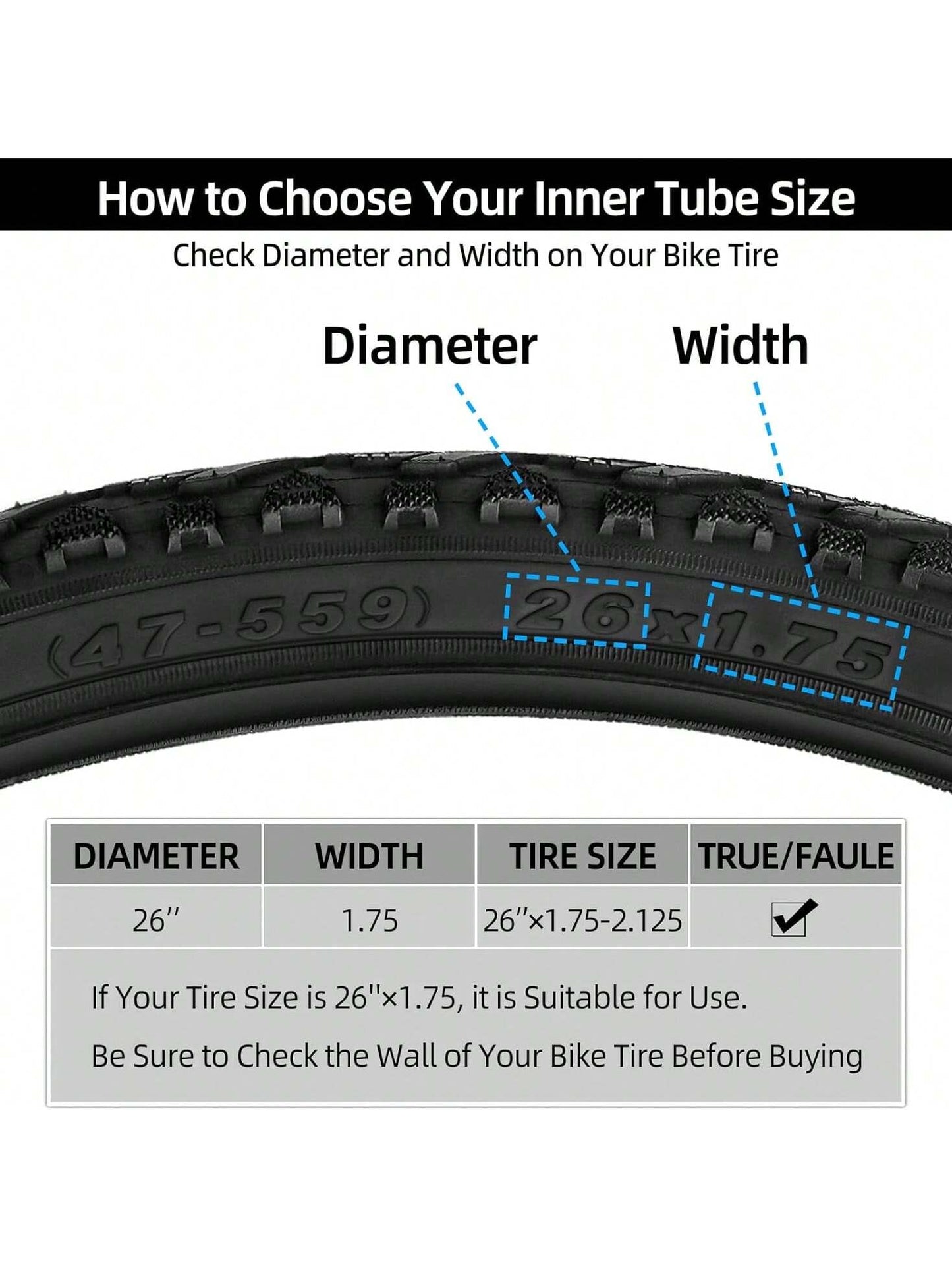 Heavy Duty Thick Butyl Rubber Bicycle Inner Tube, 8/10/12/14/16/18/20/22/24/26/27/29 Inch 1.75-2.125/ 2.125-2.4, 32mm Schrader Valve, Comes With Tire Levers, Universal MTB & Road Bike Replacement Cyc
