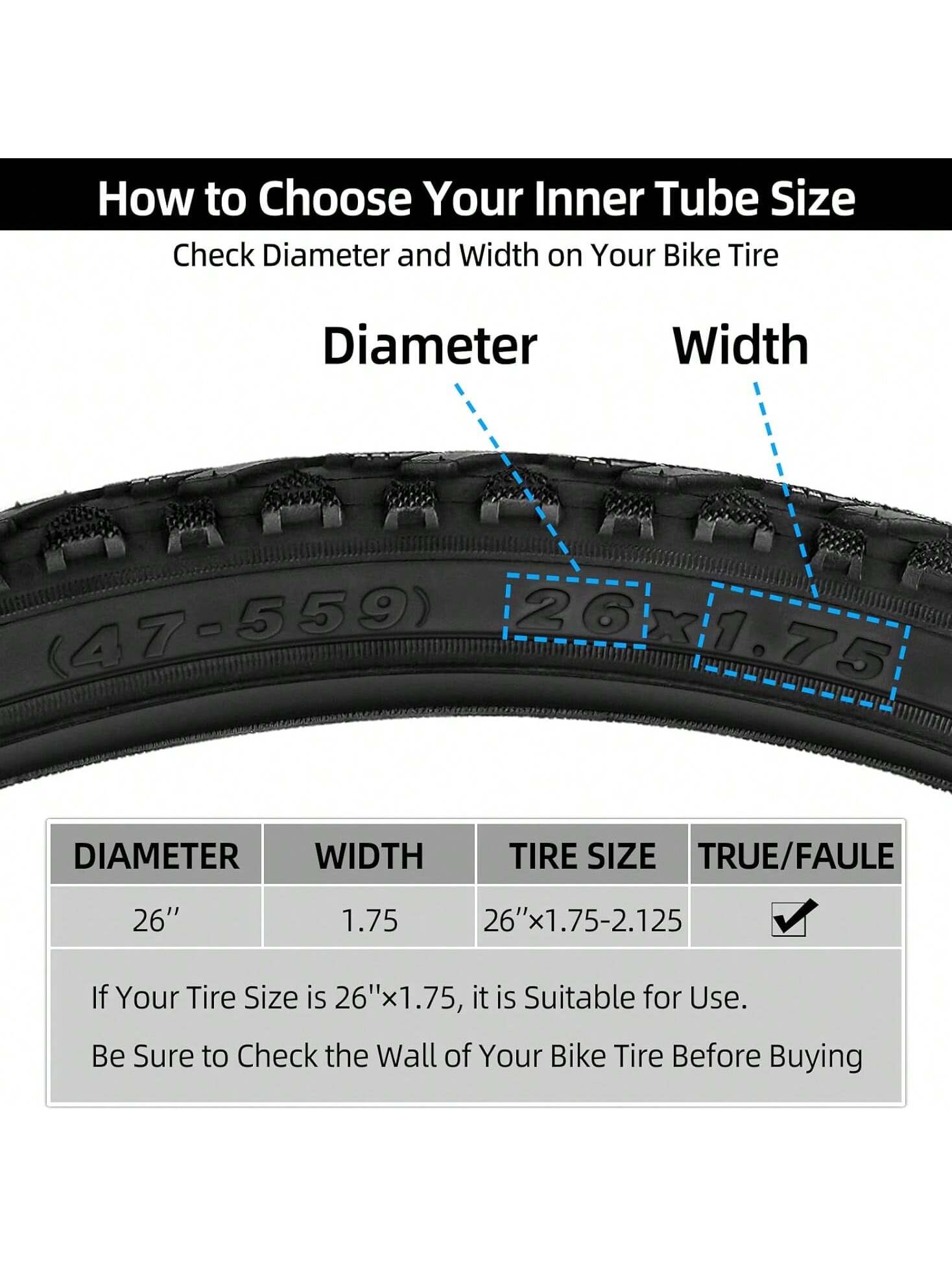 Heavy Duty Thick Butyl Rubber Bicycle Inner Tube, 8/10/12/14/16/18/20/22/24/26/27/29 Inch 1.75-2.125/ 2.125-2.4, 32mm Schrader Valve, Comes With Tire Levers, Universal MTB & Road Bike Replacement Cyc