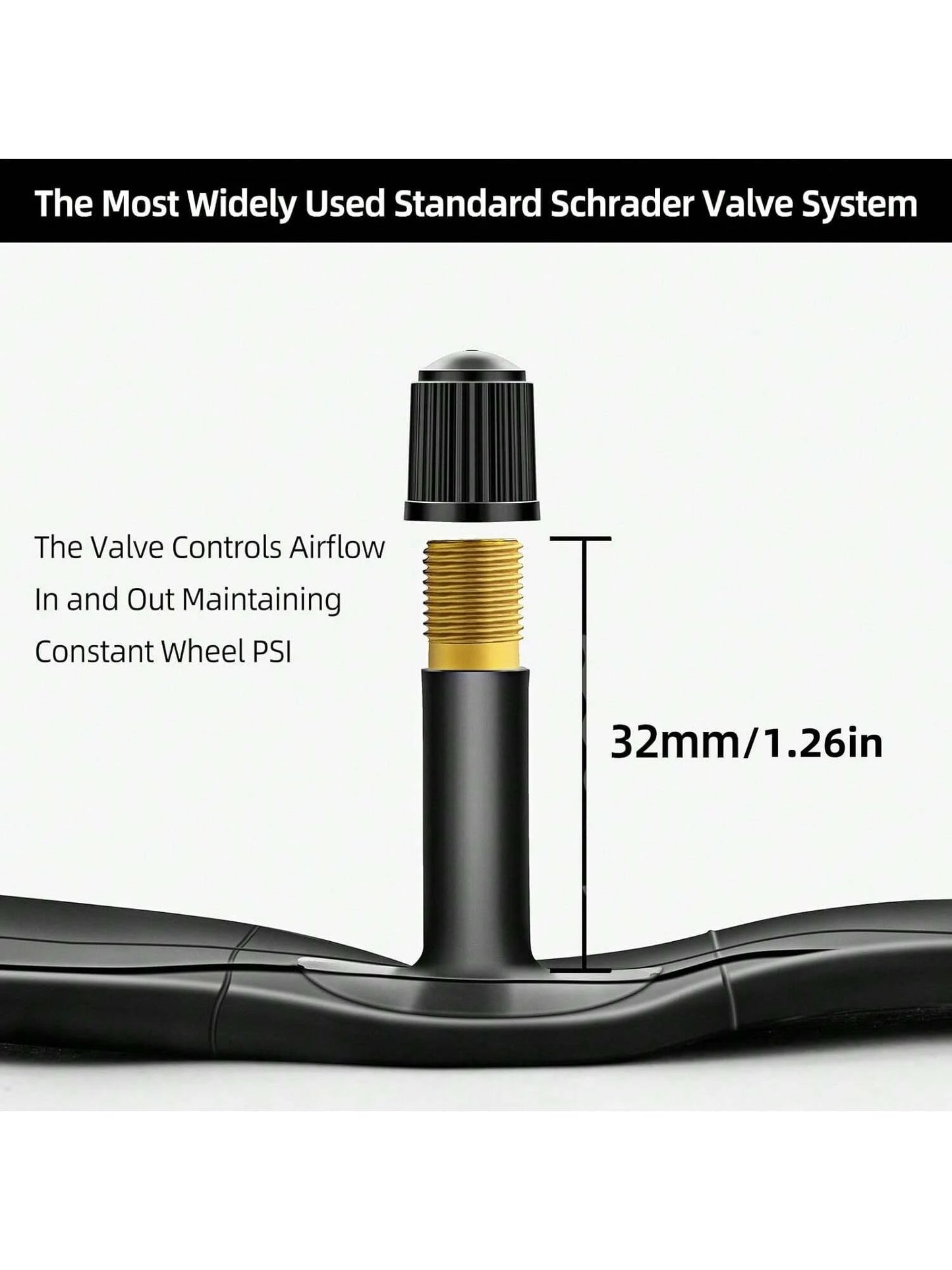 Heavy Duty Thick Butyl Rubber Bicycle Inner Tube, 8/10/12/14/16/18/20/22/24/26/27/29 Inch 1.75-2.125/ 2.125-2.4, 32mm Schrader Valve, Comes With Tire Levers, Universal MTB & Road Bike Replacement Cyc