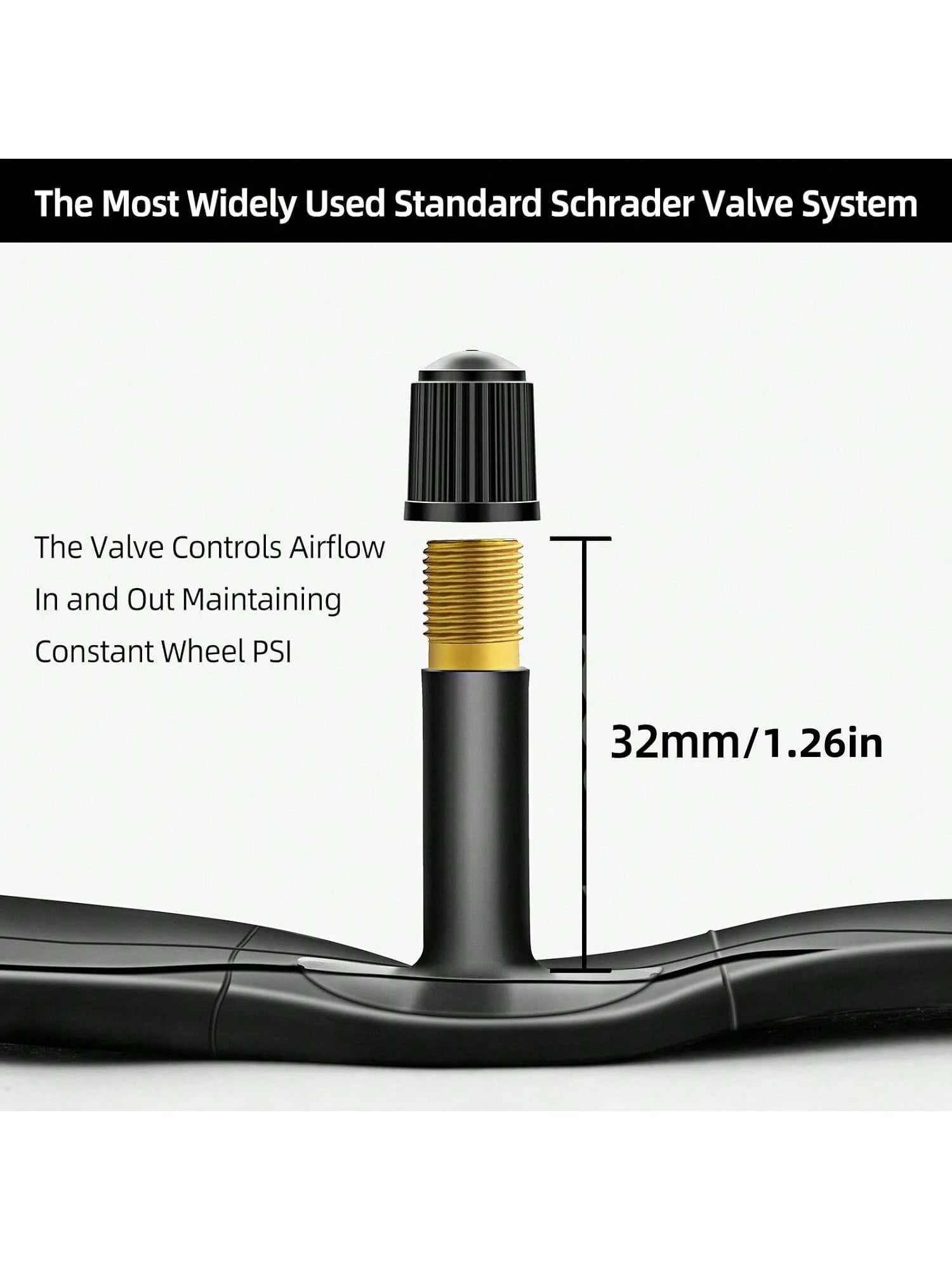 Heavy Duty Thick Butyl Rubber Bicycle Inner Tube, 8/10/12/14/16/18/20/22/24/26/27/29 Inch 1.75-2.125/ 2.125-2.4, 32mm Schrader Valve, Comes With Tire Levers, Universal MTB & Road Bike Replacement Cyc