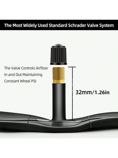 Heavy Duty Thick Butyl Rubber Bicycle Inner Tube, 8/10/12/14/16/18/20/22/24/26/27/29 Inch 1.75-2.125/ 2.125-2.4, 32mm Schrader Valve, Comes With Tire Levers, Universal MTB & Road Bike Replacement Cyc