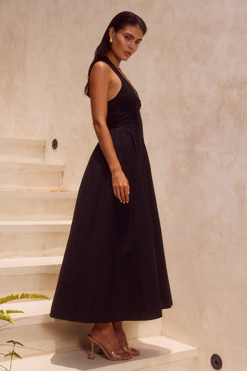 Henrietta Midi Dress - Black - SHOPJAUS - JAUS