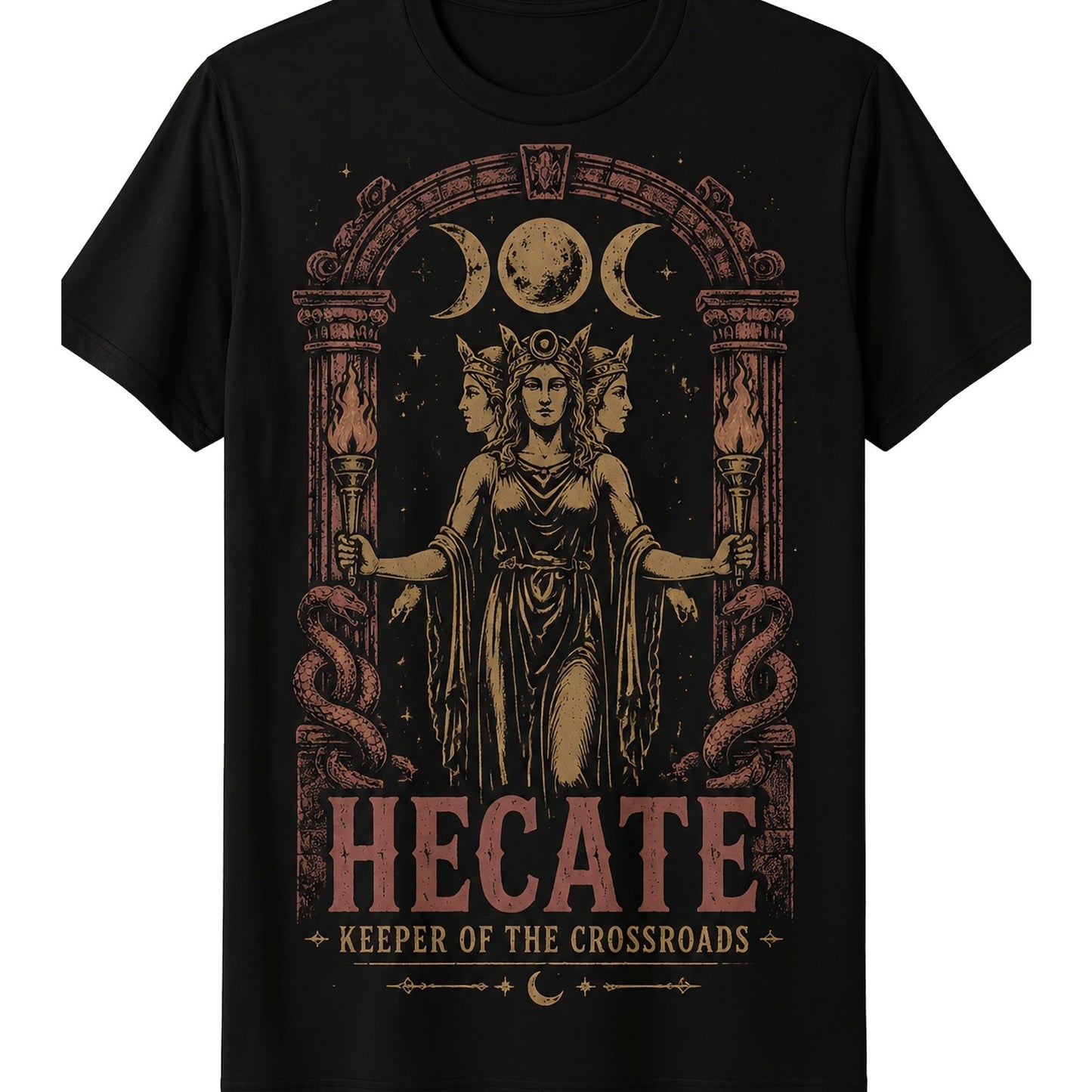 Hexagonal Moon Symbol Gothic Style T-Shirt (L-5XL), Suitable For Halloween, Independence Day, Cycling Apparel, Valentine's Day, Juneteenth, Father's Day, Friendship Day, Tiger Day, And Other Holiday G