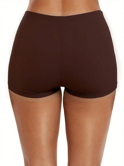 High Waist Retro Distressed Elastic Tight Sports Casual Shorts Vacation Beach Summer