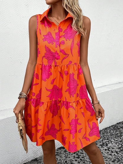 Holidaya Floral Print Ruffle Hem Dress