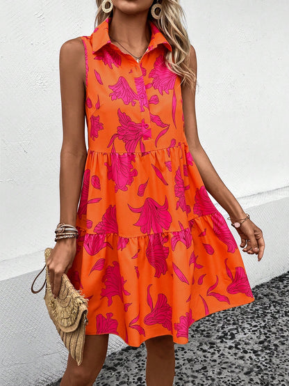 Holidaya Floral Print Ruffle Hem Dress