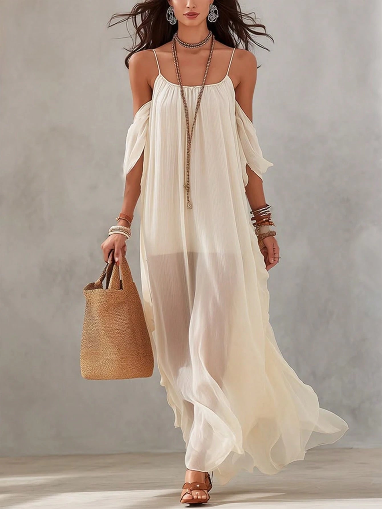 Holidaya Women's Summer Vacation Minimalist Fashion Dress, Spaghetti Strap Design