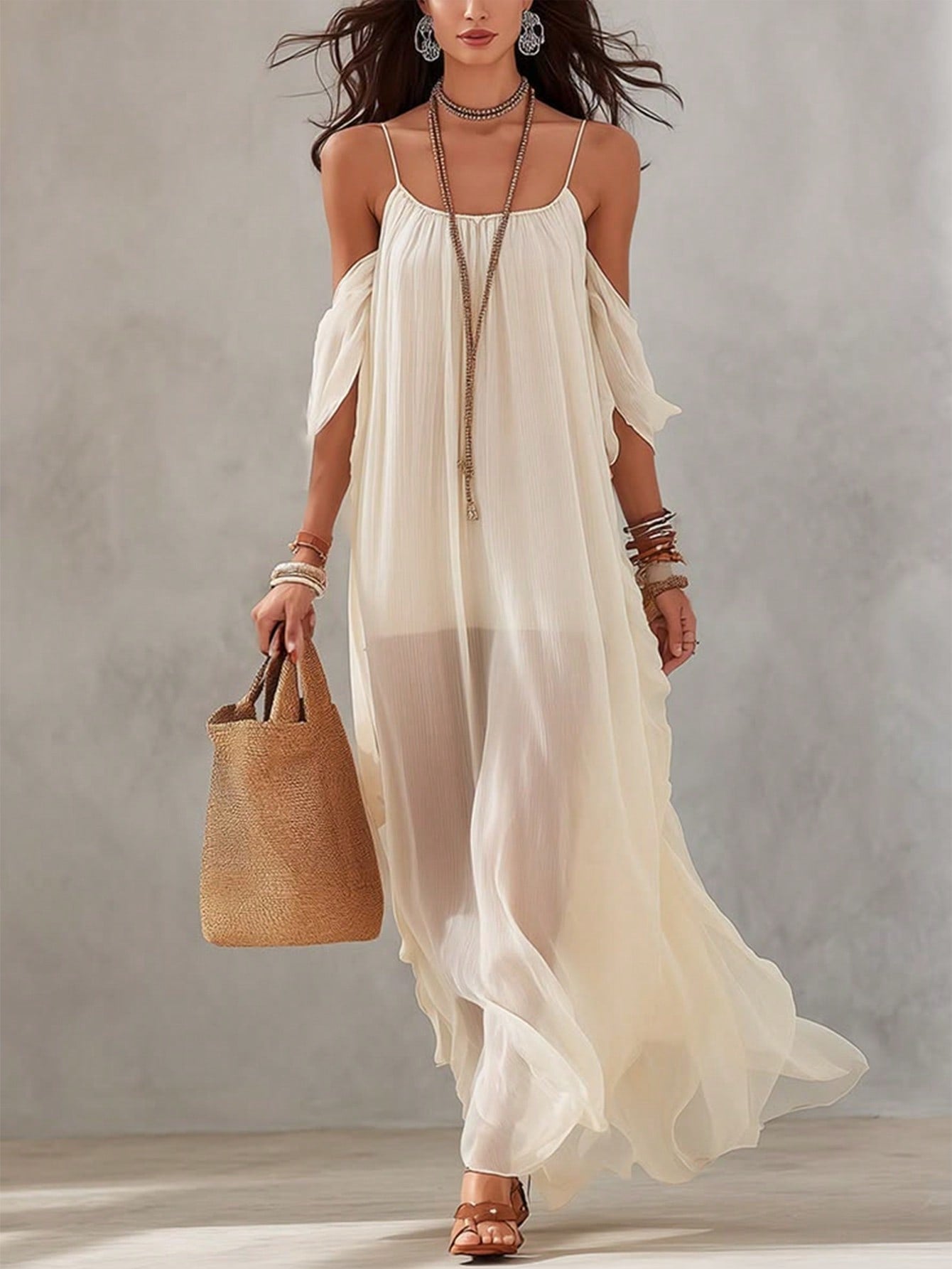 Holidaya Women's Summer Vacation Minimalist Fashion Dress, Spaghetti Strap Design
