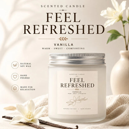 Home Soothing Vanilla Canned Handmade Poured Candle, Natural Soy Wax Smokeless Pure Combustion, Warm Vanilla Scent Revitalizes Body And Mind, Uplifts Mood, Minimalist Frosted Jar Decorates Bedroom, Li