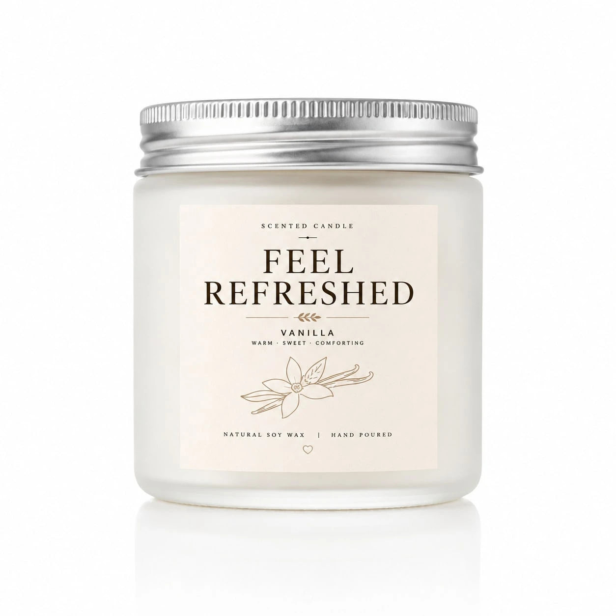 Home Soothing Vanilla Canned Handmade Poured Candle, Natural Soy Wax Smokeless Pure Combustion, Warm Vanilla Scent Revitalizes Body And Mind, Uplifts Mood, Minimalist Frosted Jar Decorates Bedroom, Li