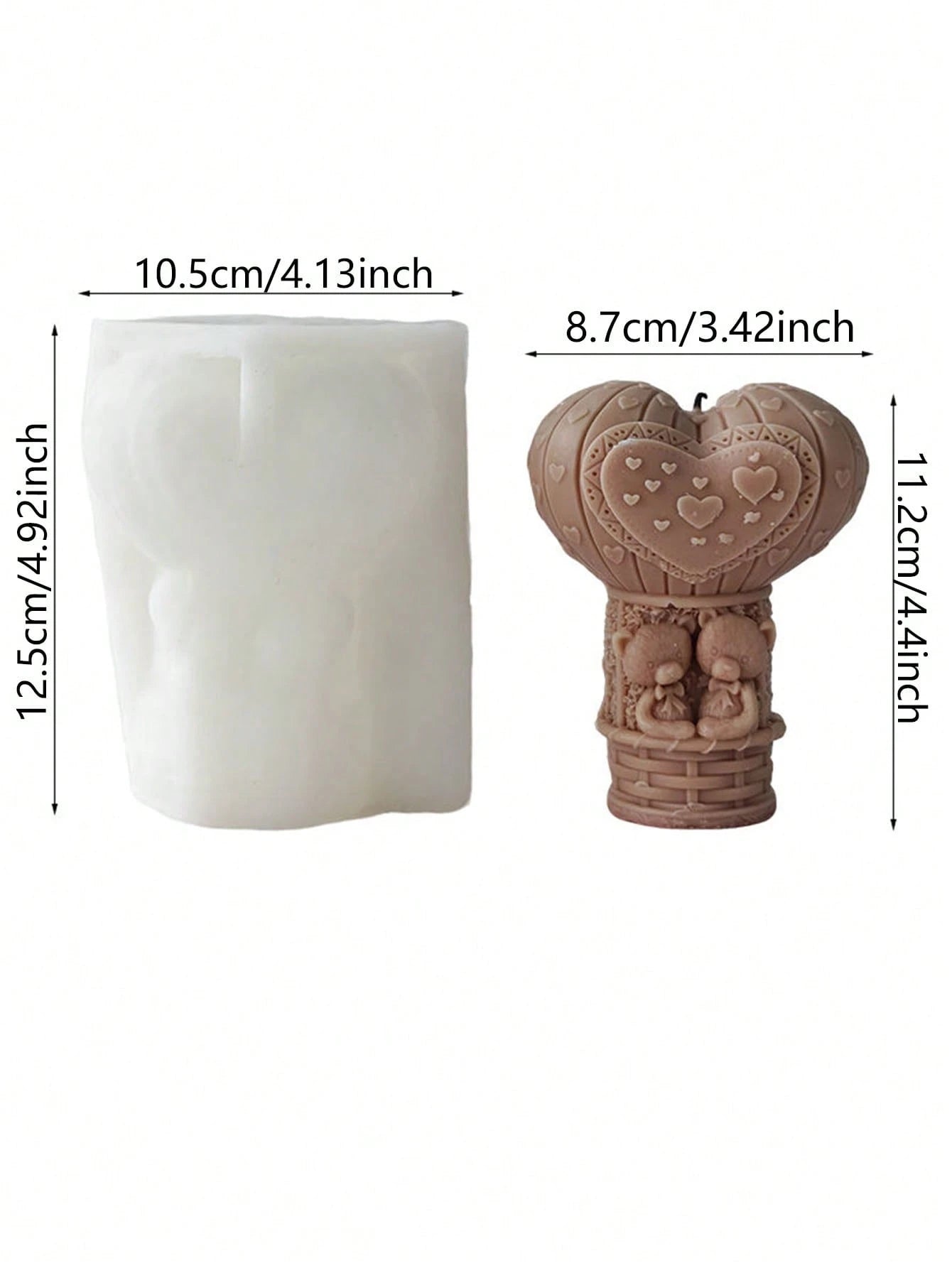 Hot Air Balloon & Teddy Bear Candle Mold, Romantic & Cute 3D Hot Air Balloon & Hugging Bear, Soft & Elastic, Easy Demold & Reusable, Compatible With Candle, Gypsum, Resin, Etc. Suitable For Romantic O