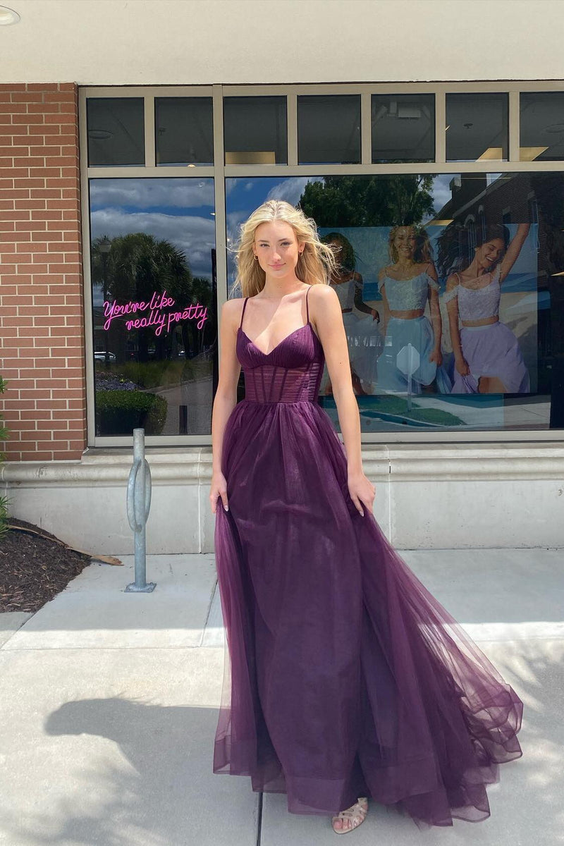 Hot Pink Sheer Corset A-line Formal Dress
