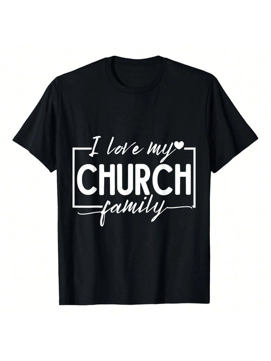 I Love My Church Family T-Shirt Women's Plus Size Graphic Tee.