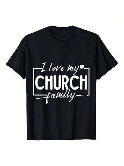I Love My Church Family T-Shirt Women's Plus Size Graphic Tee.