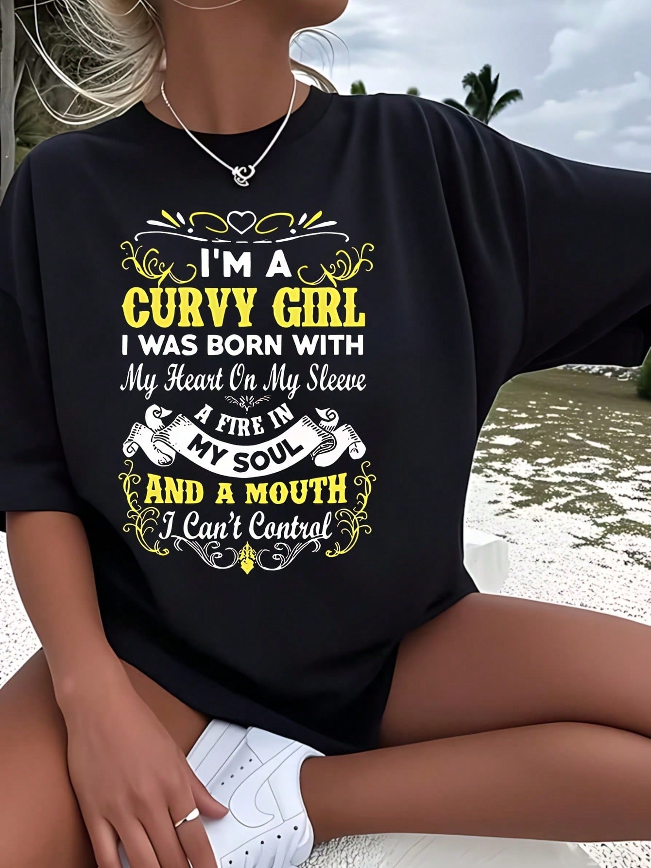 I'm A Curvy 1 Pcs Women's Plus Size T-Shirt Funny Oversized Graphic Short Sleeve Tee Novelty 100% Cotton Shirt Casual Crew Neck Top 220g