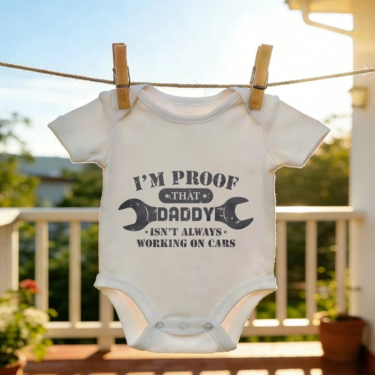 I'm Proof That Daddy Isn't Always Working On Cars Print Baby Short Sleeve Baby One-Piece Casual Triangle Style Romper Baby Bodysuit Skin- Gentle New Parent Gift New Born, Baby Shower Gift New Paren