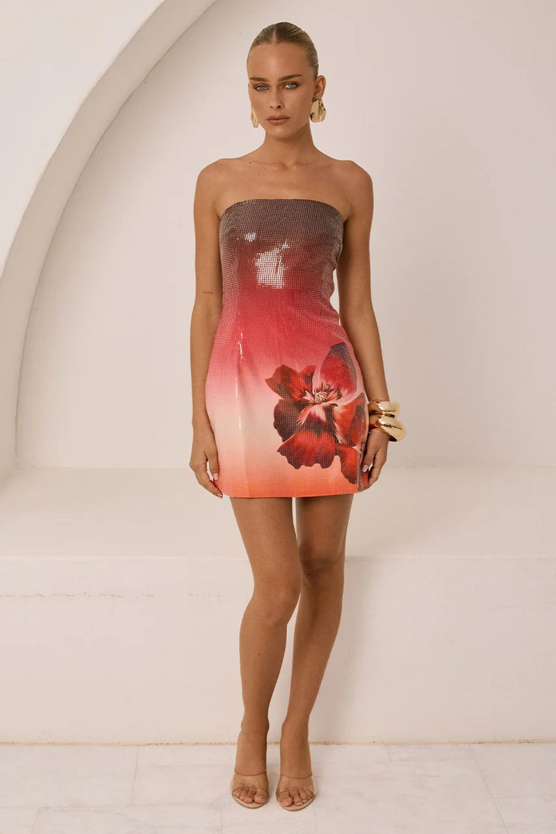Ibiza Mini Dress - Ruby Flower
