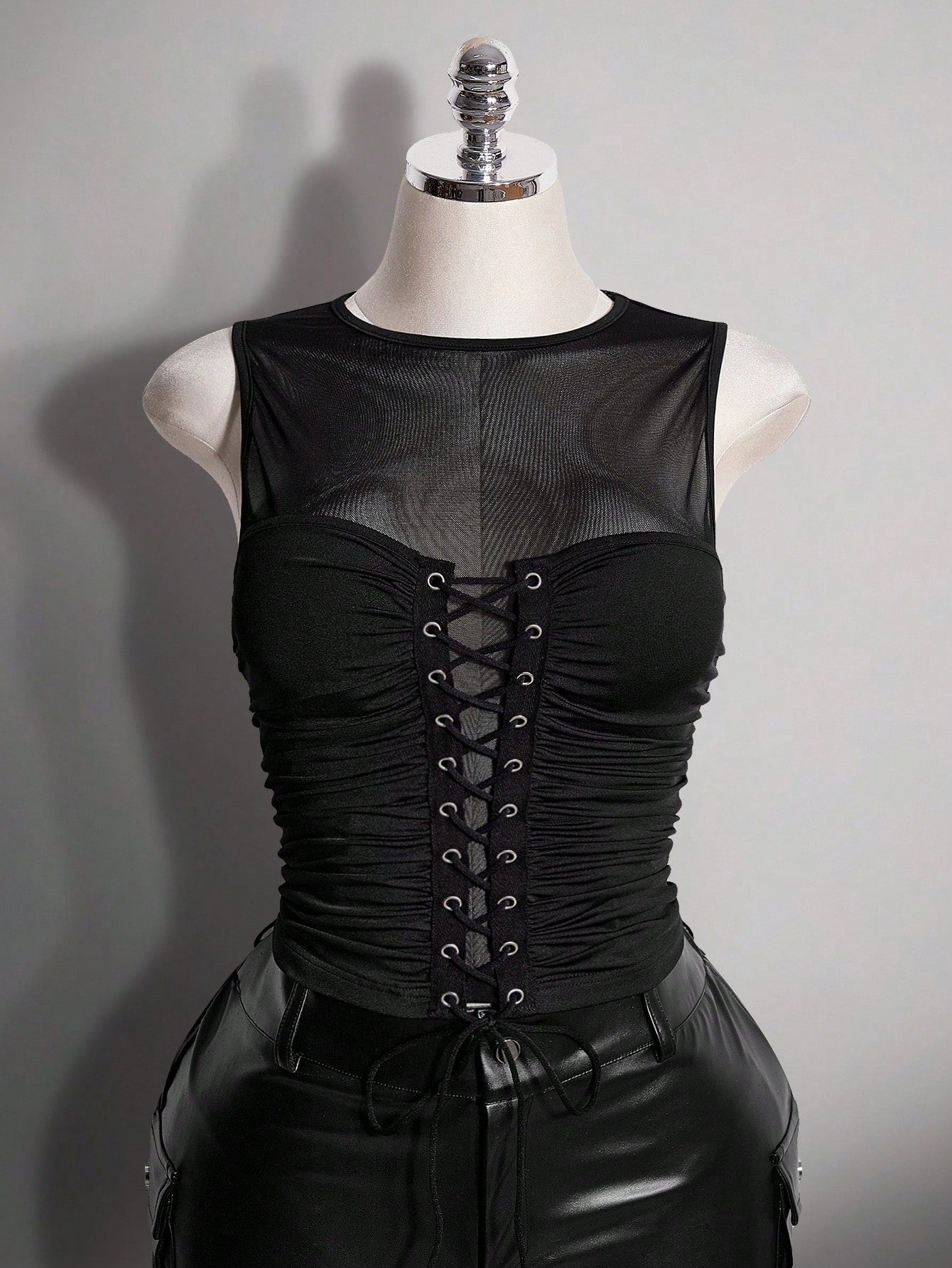 ICON Plus Size Retro Y2K Sexy Mesh Patchwork Tank Top