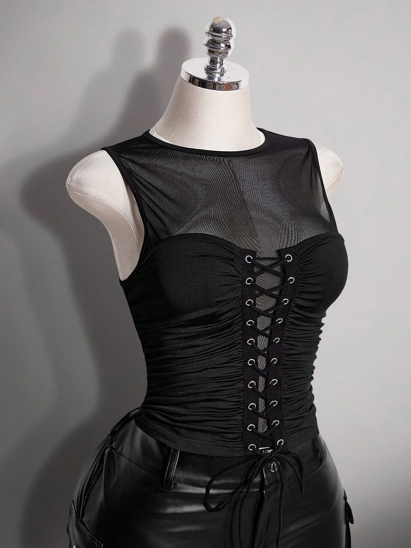ICON Plus Size Retro Y2K Sexy Mesh Patchwork Tank Top