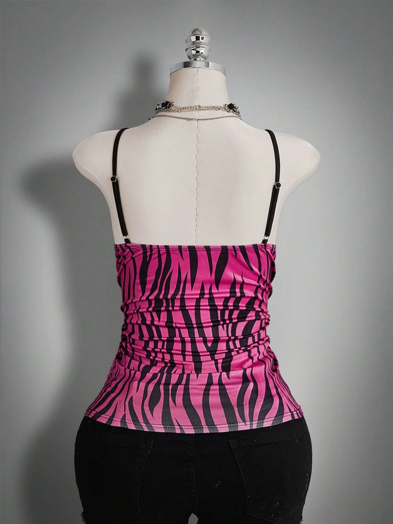 ICON Plus Size Women Lace Patchwork Ruffle Bow Decor Printed Tank Top, Hip Hop Style