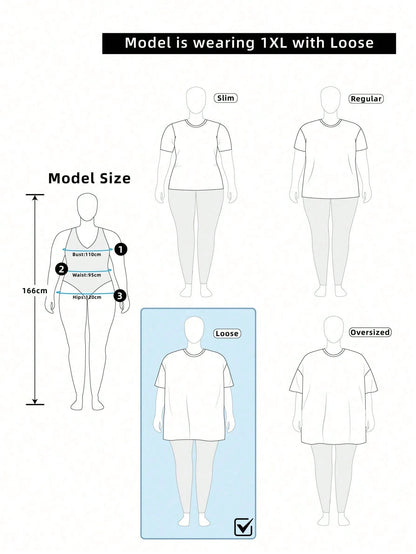 ICON Plus Size Women's Y2K Vintage Grunge Cross Print Loose Fit Oblique Shoulder Casual T-Shirt