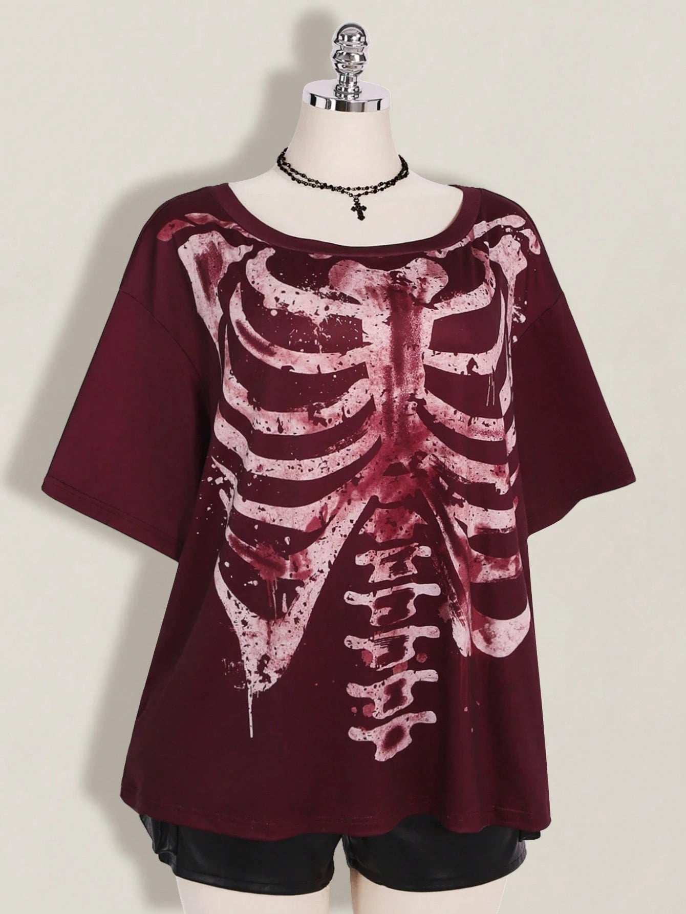 ICON Women Plus Size Casual Versatile Skull Graphic T-Shirt For Daily Wear